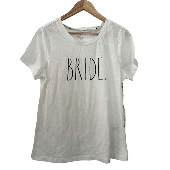RAE DUNN White BRIDE Short Sleeve Graphic NWT - Picture 1 of 8